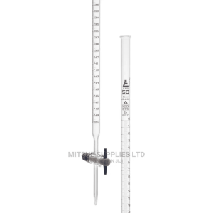 Set of 5 Burette 50ml- PTFE Stopcock Griffchem.