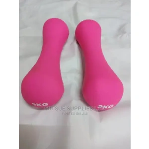 A Pair of Pink Rubber Dumbbells 2kg.
