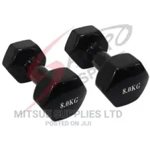 A Pair of Dumbbells 8kg- Black Rubber (2X8KG)