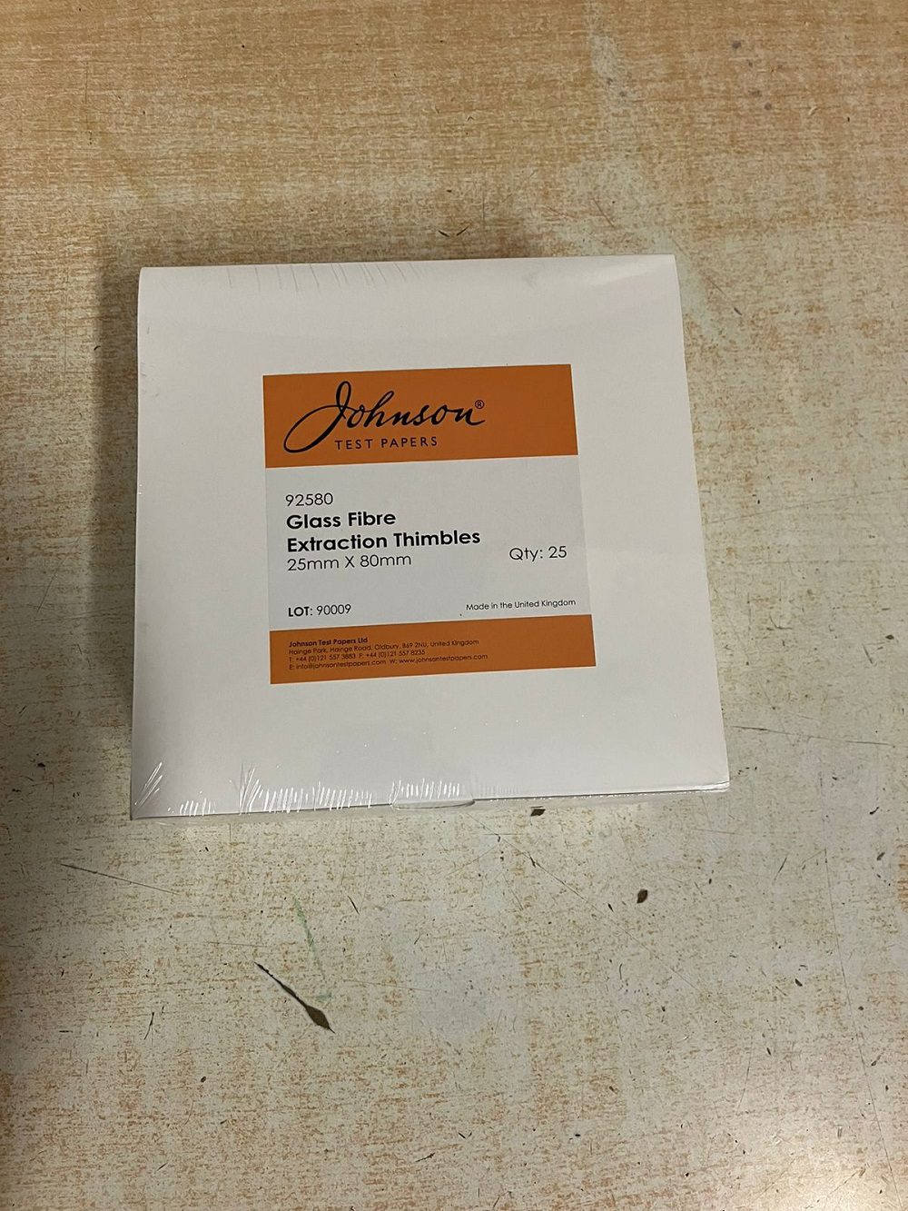 Extraction Thimble cellulose 22X60Mm (JOHNSON) code 92580.