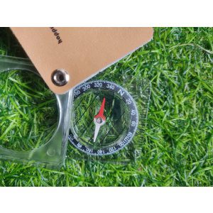 Happy outdoor sliding compass with leather case and ruler