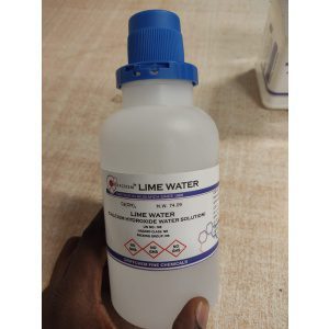 lime water (calcium hydroxide water solution).