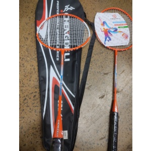 Pair of senior beginner badminton racket pointless with bag .