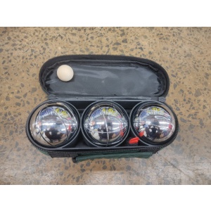 Set of 3 aluminium Boules balls in a bag .